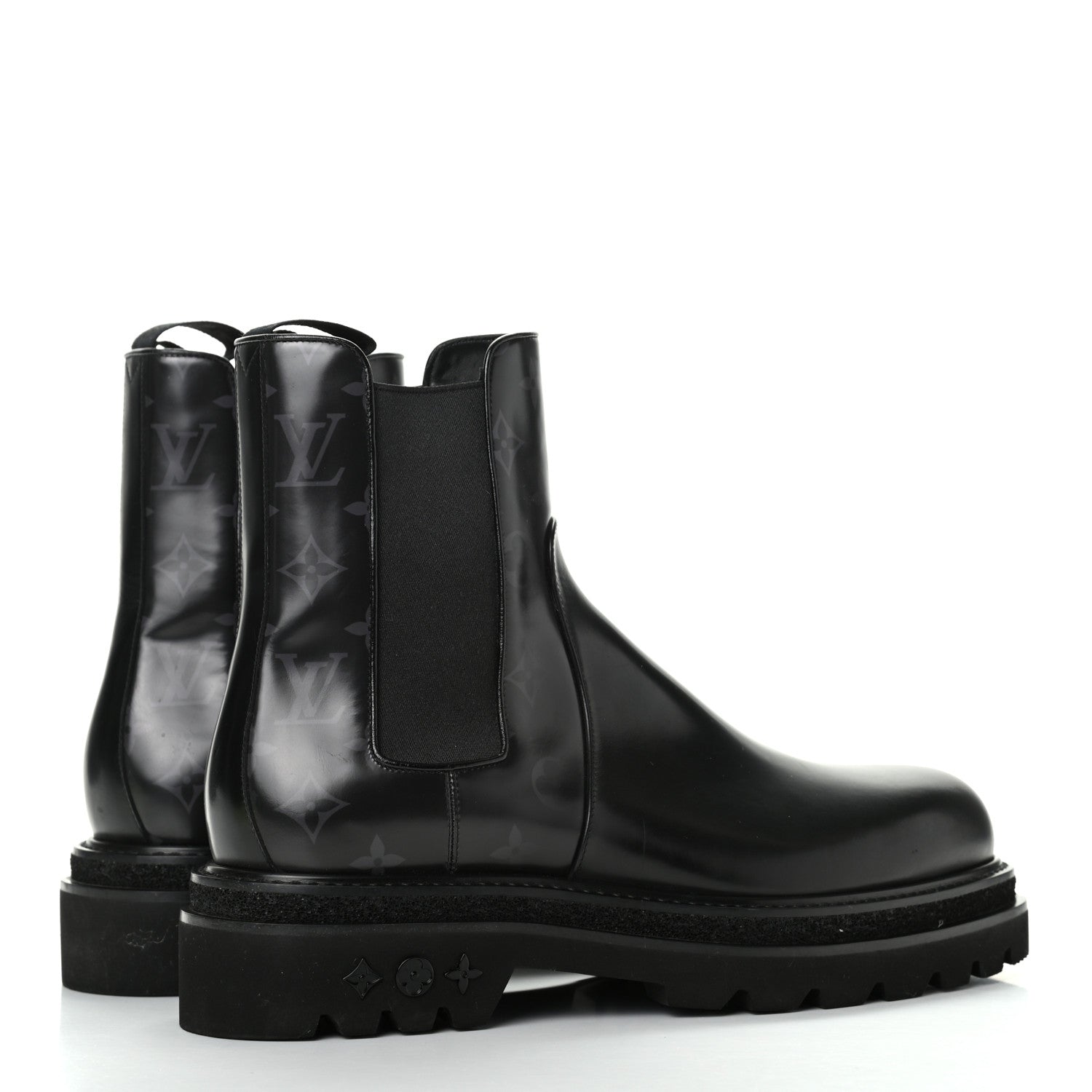 Louis Vuitton Calfskin Monogram Eclipse Chelsea Boots 9 Black 4 of 18