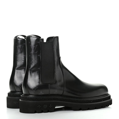 Louis Vuitton Calfskin Monogram Eclipse Chelsea Boots 9 Black 4 of 18