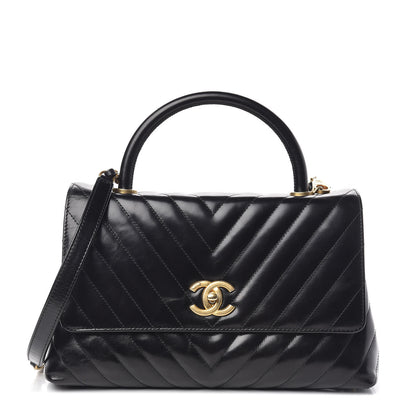 Chanel Calfskin Chevron Quilted Small Coco Handle Flap Black 1 of 11