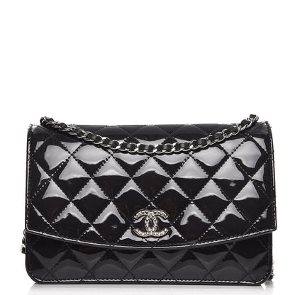 Chanel Patent Quilted Brilliant Wallet On Chain WOC Black 1 of 8
