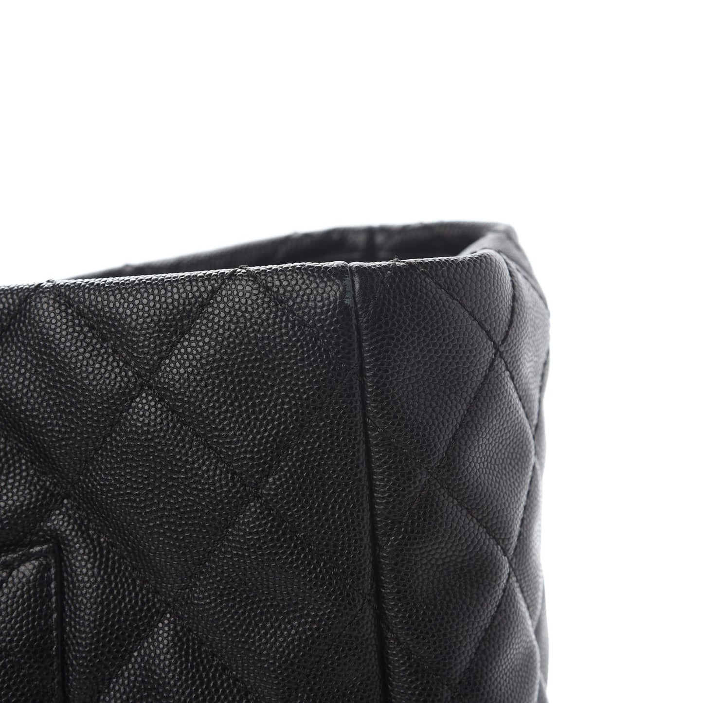 Caviar Quilted Large Coco Handle Shopping Tote Black