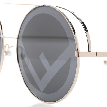 Fendi Metal F is Fendi Printed Run Away Round Frame Sunglasses FF 0285/S Black 7 of 8
