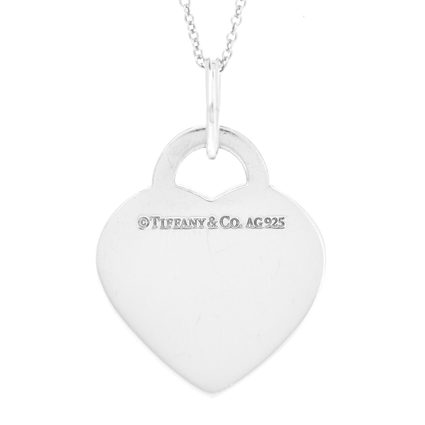 Sterling Silver Heart Tag Alphabet M Pendant Necklace