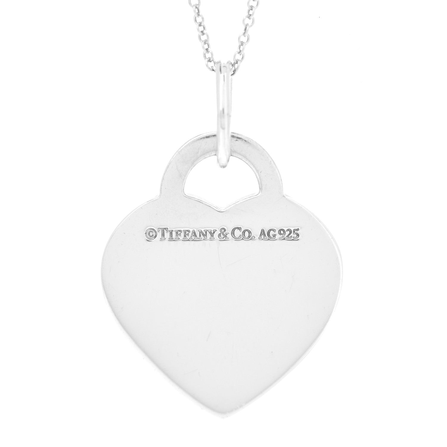 Tiffany Sterling Silver Heart Tag Alphabet M Pendant Necklace 4 of 6