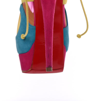 Christian Louboutin Suede Mesh Farfamesh 160 Peep Toe Platform Booties 36.5Multicolor 9 of 14