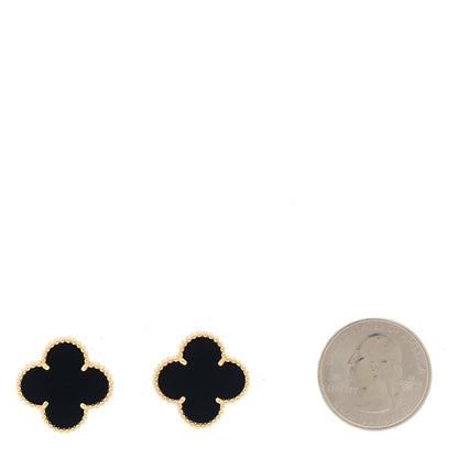 Van Cleef & Arpels 18K Yellow Gold Black Onyx Magic Alhambra Earrings 2 of 5