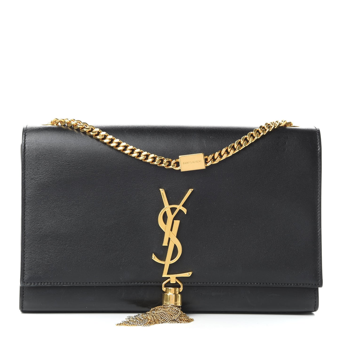 Smooth Calfskin Medium Classic Monogram Kate Tassel Satchel Black
