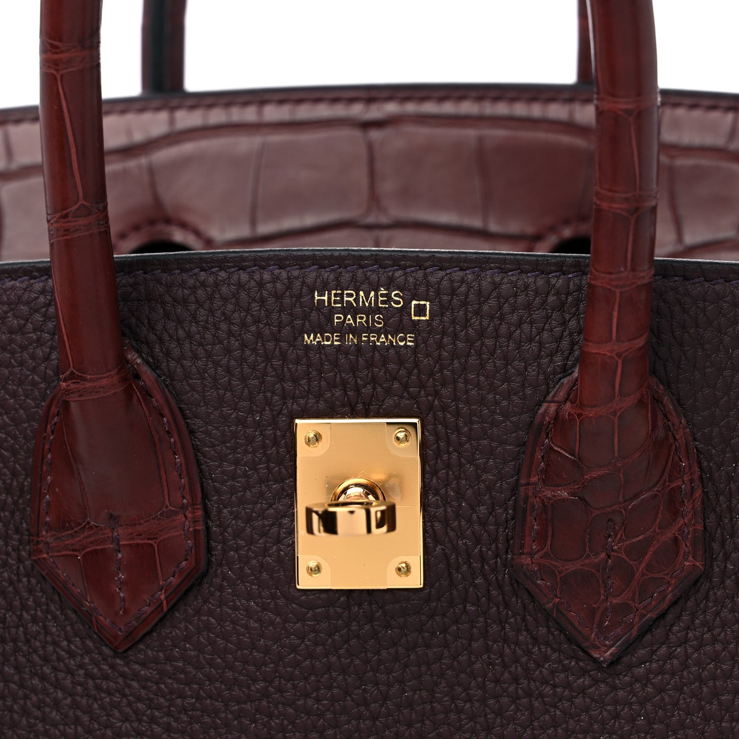 Togo Matte Alligator Birkin Touch 25 Rouge Sellier Bourgogne