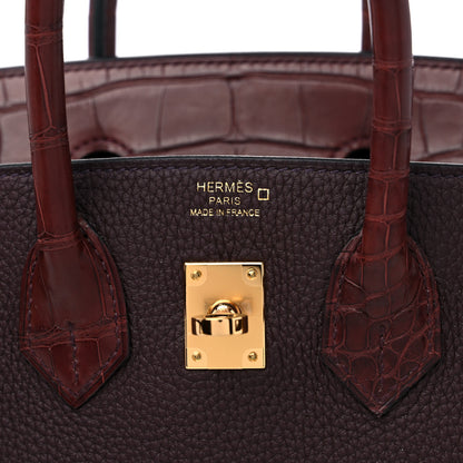 Hermes Togo Matte Alligator Birkin Touch 25 Rouge Sellier Bourgogne 6 of 10