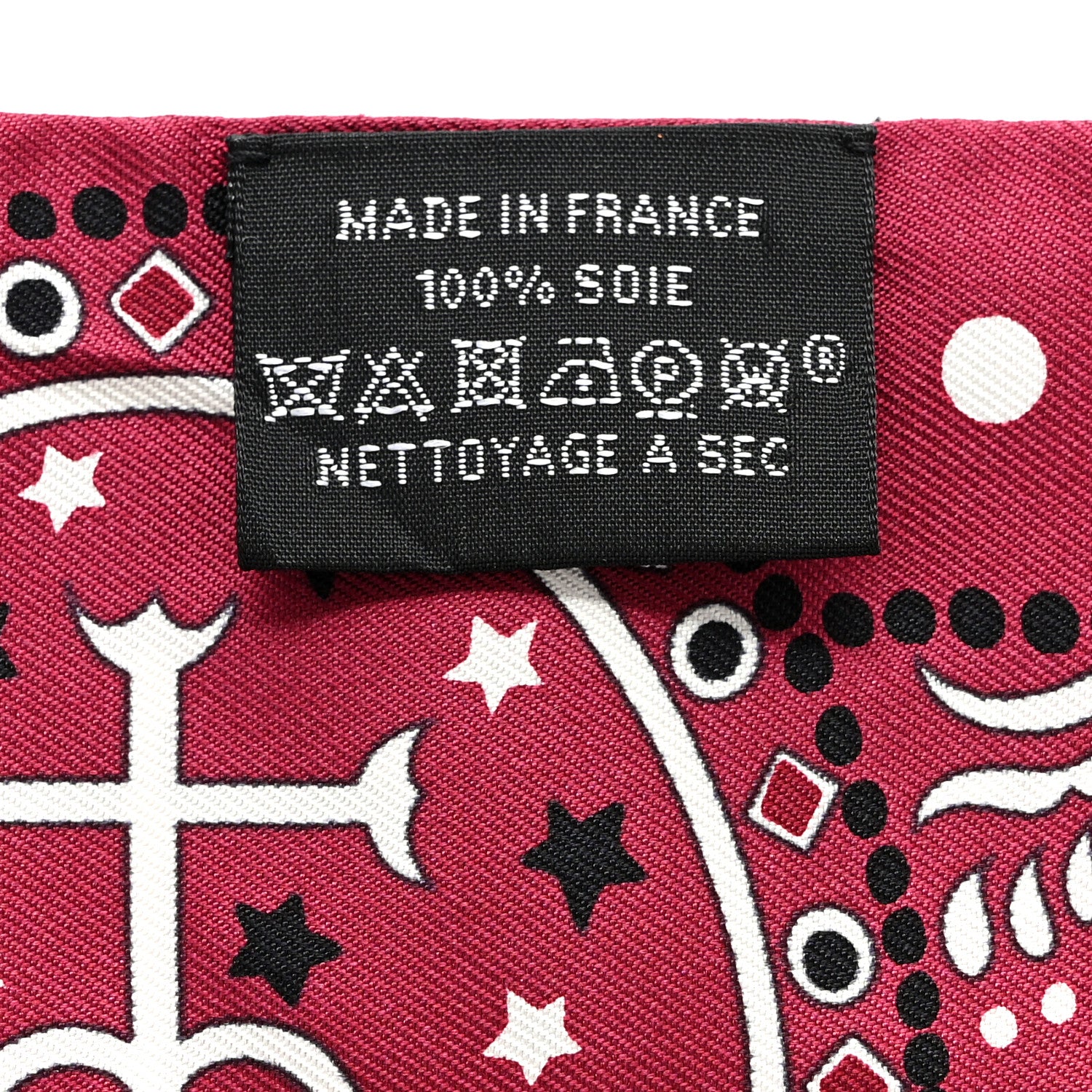 Hermes Silk Peuple Du Vent Bandana Twilly Bordeaux White Black 3 of 4