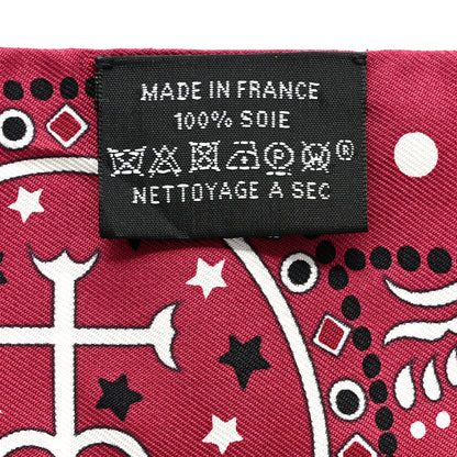 Hermes Silk Peuple Du Vent Bandana Twilly Bordeaux White Black 3 of 4