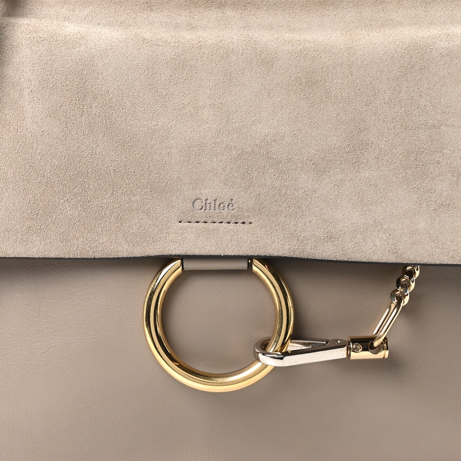 Chloe Calfskin Suede Medium Faye Shoulder Bag Motty Grey 8 of 10