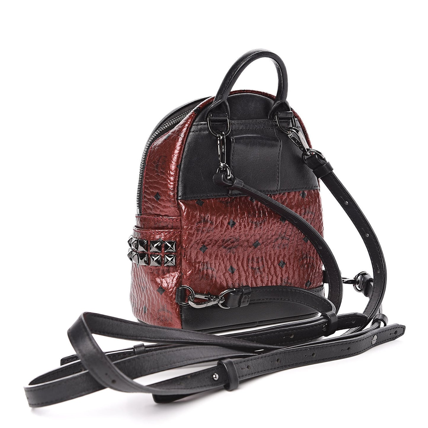 Metallic Visetos Studded X-Mini Bebe Boo Backpack Scooter Red Black