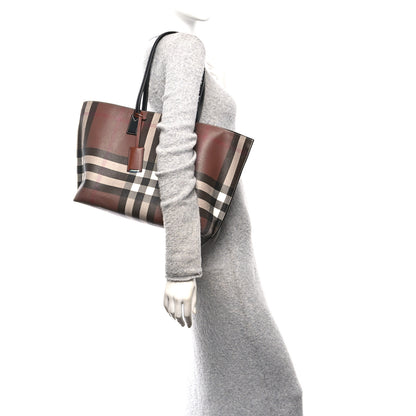 Burberry E-Canvas Check Medium Soft TB Tote Dark Birch Brown 2 of 9