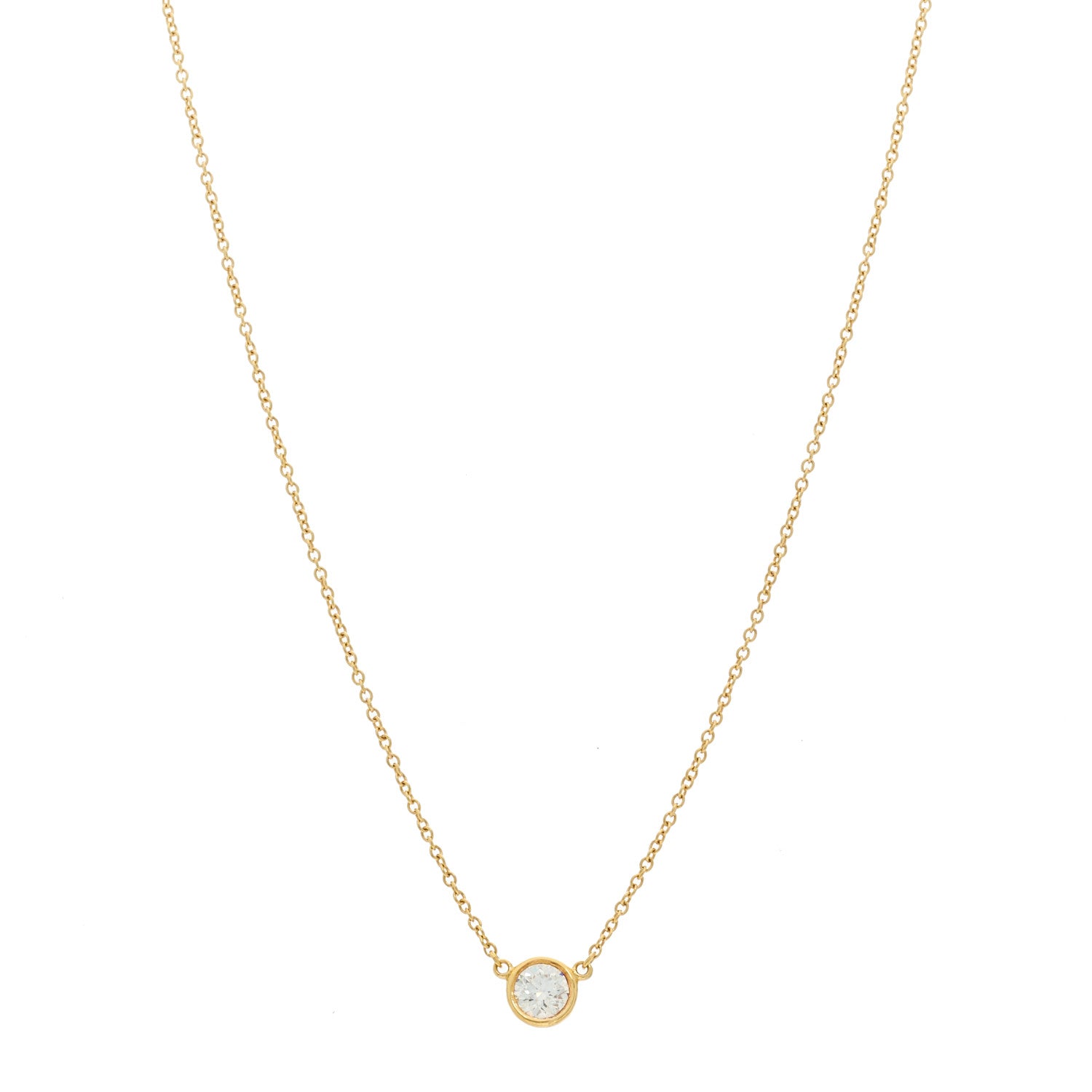 Tiffany 18K Yellow Gold Diamond .33ct Elsa Peretti Diamonds by the Yard Pendant Necklace 1 of 6