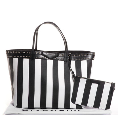 Givenchy Coated Canvas Striped Large Antigona Tote Black White 5 of 11