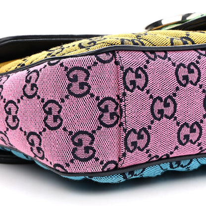 Gucci Monogram Multicolor Matelasse Diagonal Small GG Marmont Shoulder Bag Green Blue Yellow Light Blue Pink 8 of 9