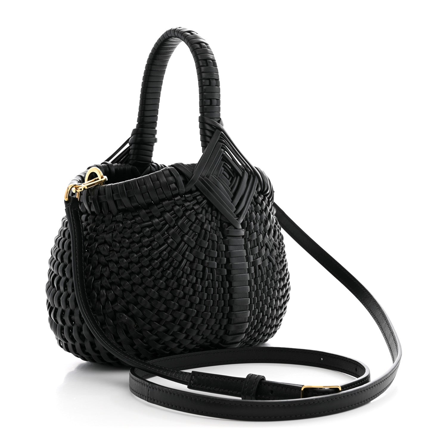 Loewe Calfskin Woven Mini Diamond Basket Bag Black 2 of 9
