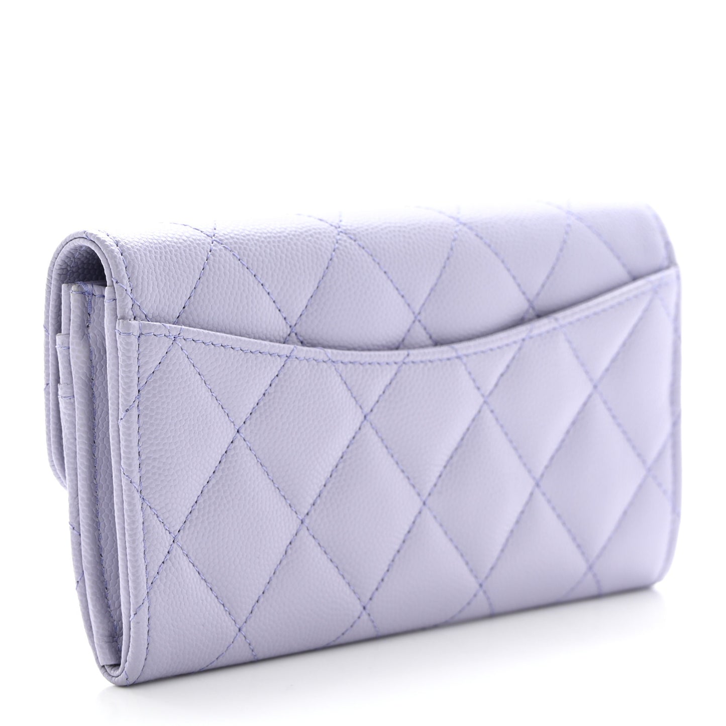 Caviar Quilted Medium Flap Wallet Light Purple