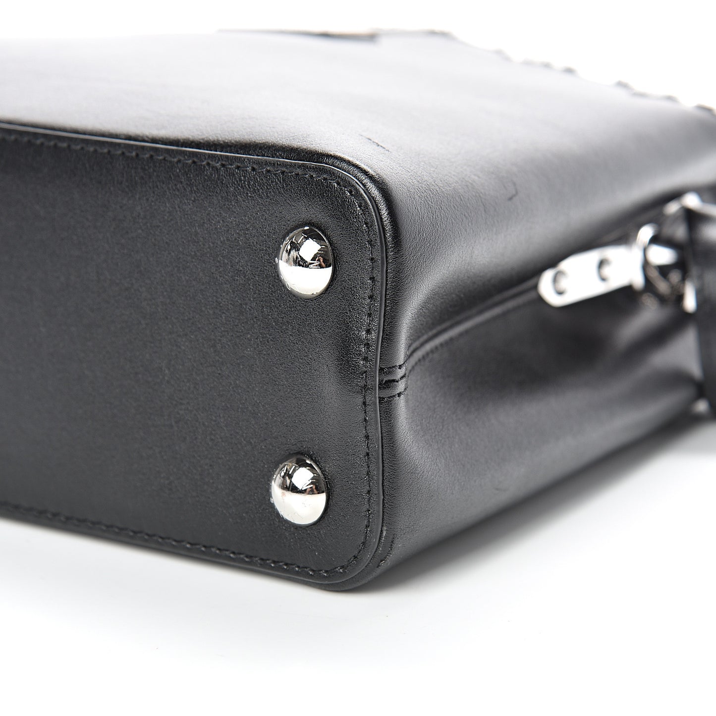 Smooth Calfskin Crystal Flowers Capucines BB Black