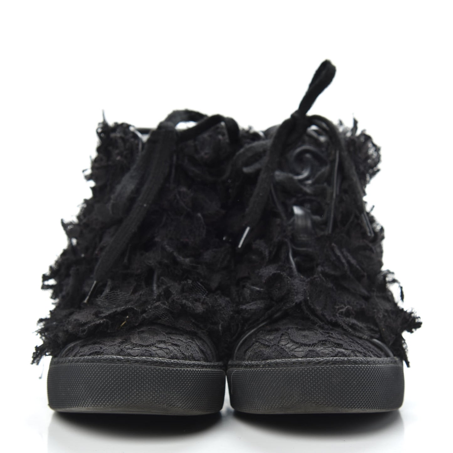 Mesh Lace Camellia High Top Floral Sneakers 34 Black