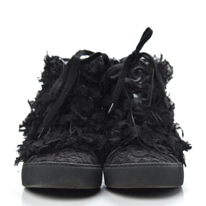 Chanel Mesh Lace Camellia High Top Floral Sneakers 34 Black 2 of 10