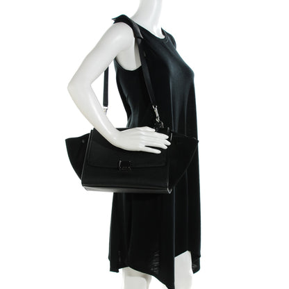 Celine Drummed Calfskin Suede Small Trapeze Black 2 of 7