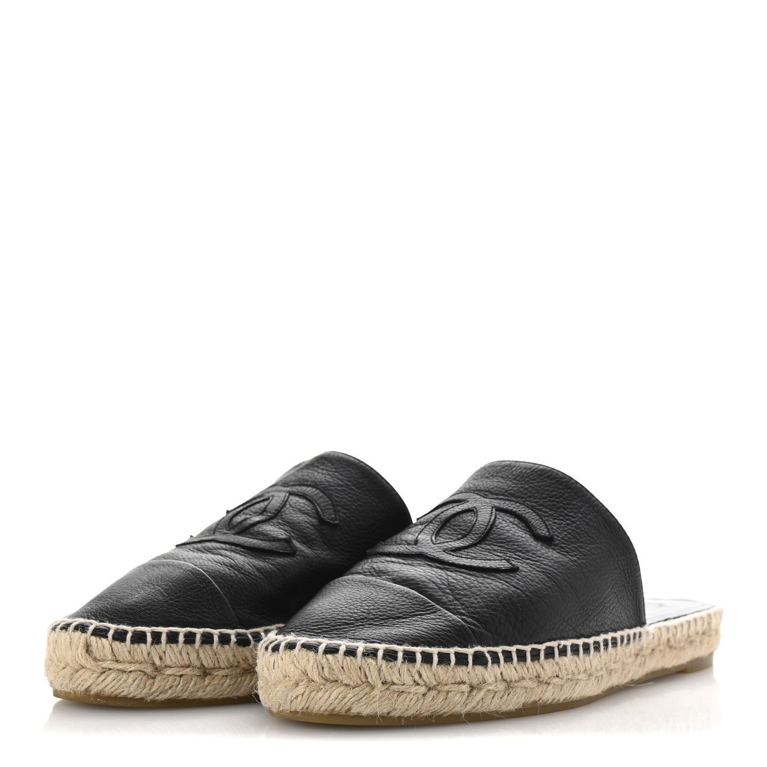 Chanel Calfskin CC Espadrille Mules 39 Black 4 of 12
