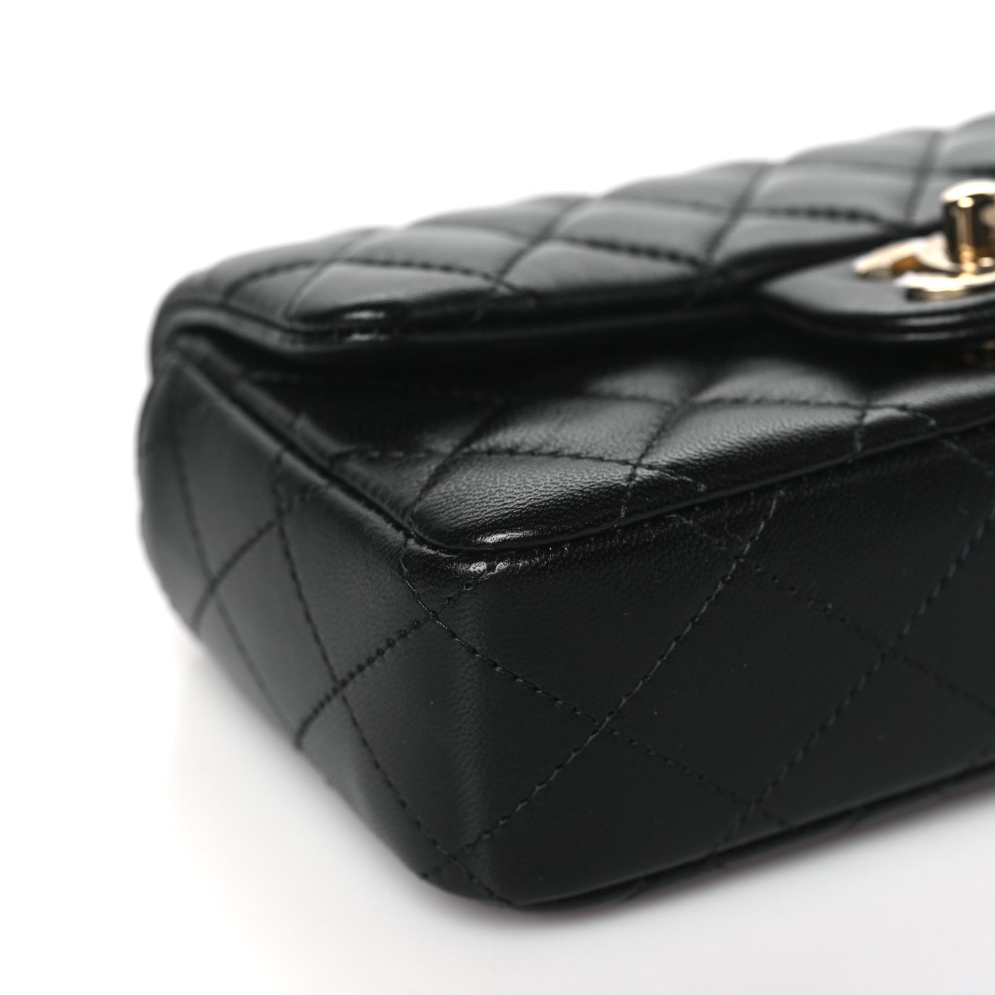Lambskin Quilted Mini Rectangular Flap Black
