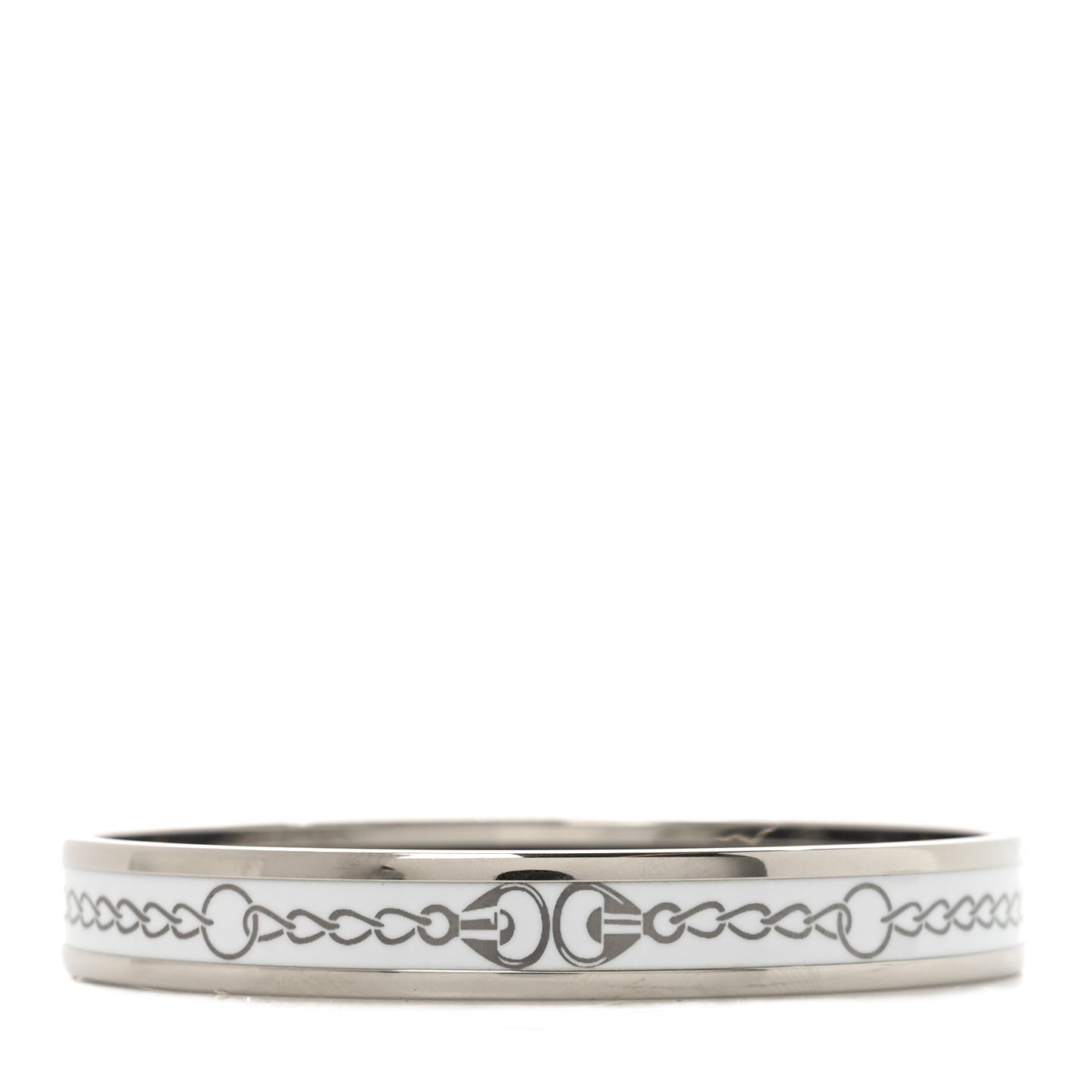 Enamel Printed Narrow L'Arrier Main Bracelet 65 Gris Platine White