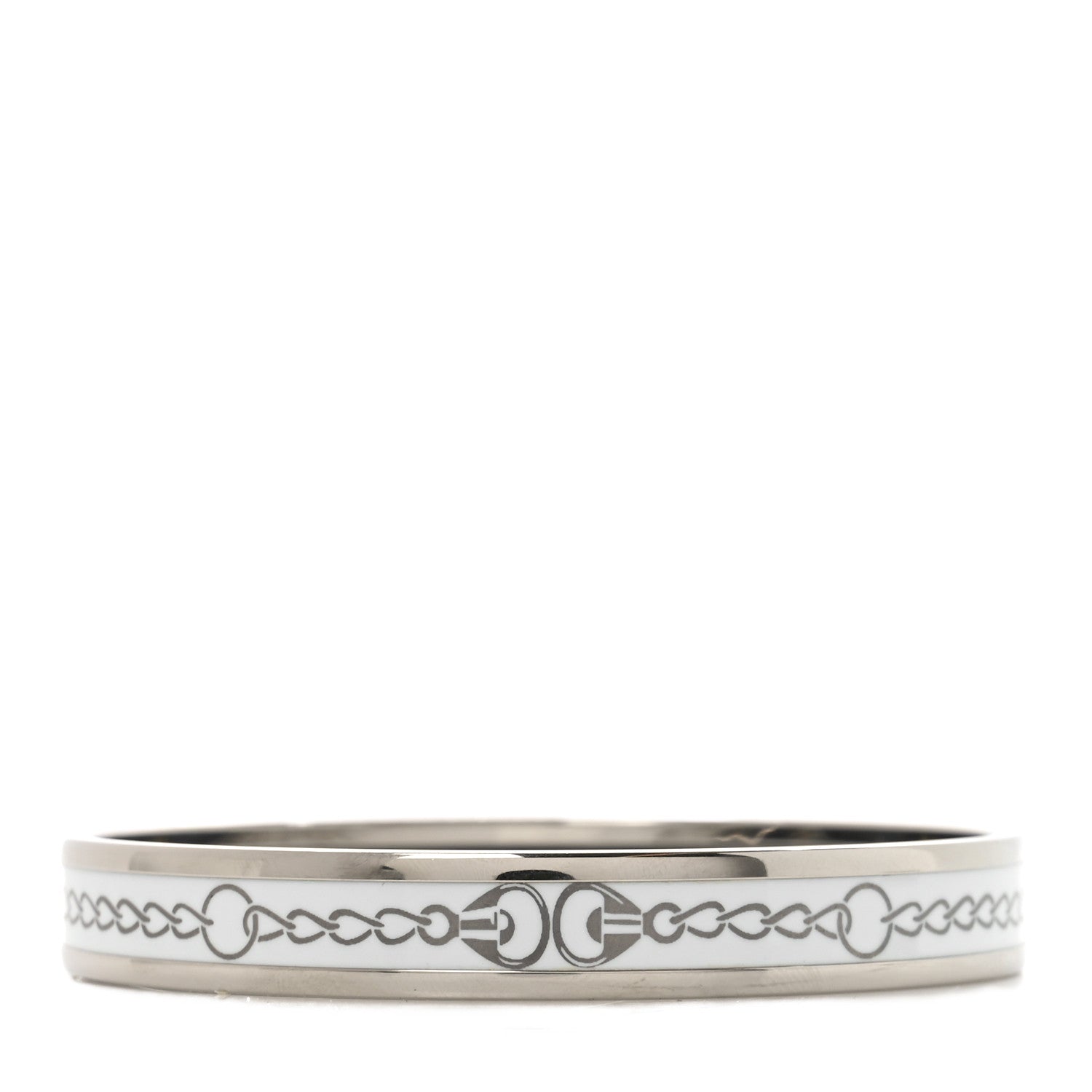 Hermes Enamel Printed Narrow L'Arrier Main Bracelet 65 Gris Platine White 3 of 5