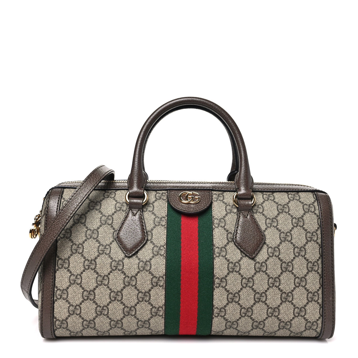 Gucci GG Supreme Monogram Web Medium Ophidia Boston Brown 1 of 10