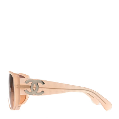 Chanel Transparent Acetate Shield Sunglasses 5495 Light Pink 3 of 6