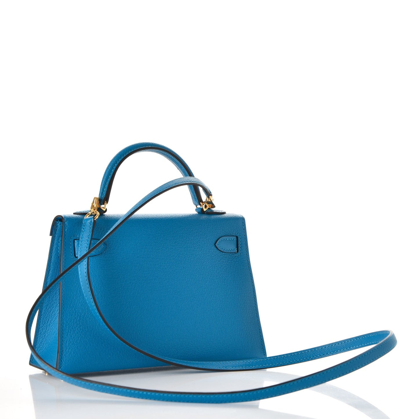 Chevre Mysore Mini Kelly Sellier 20 Bleu Zanzibar