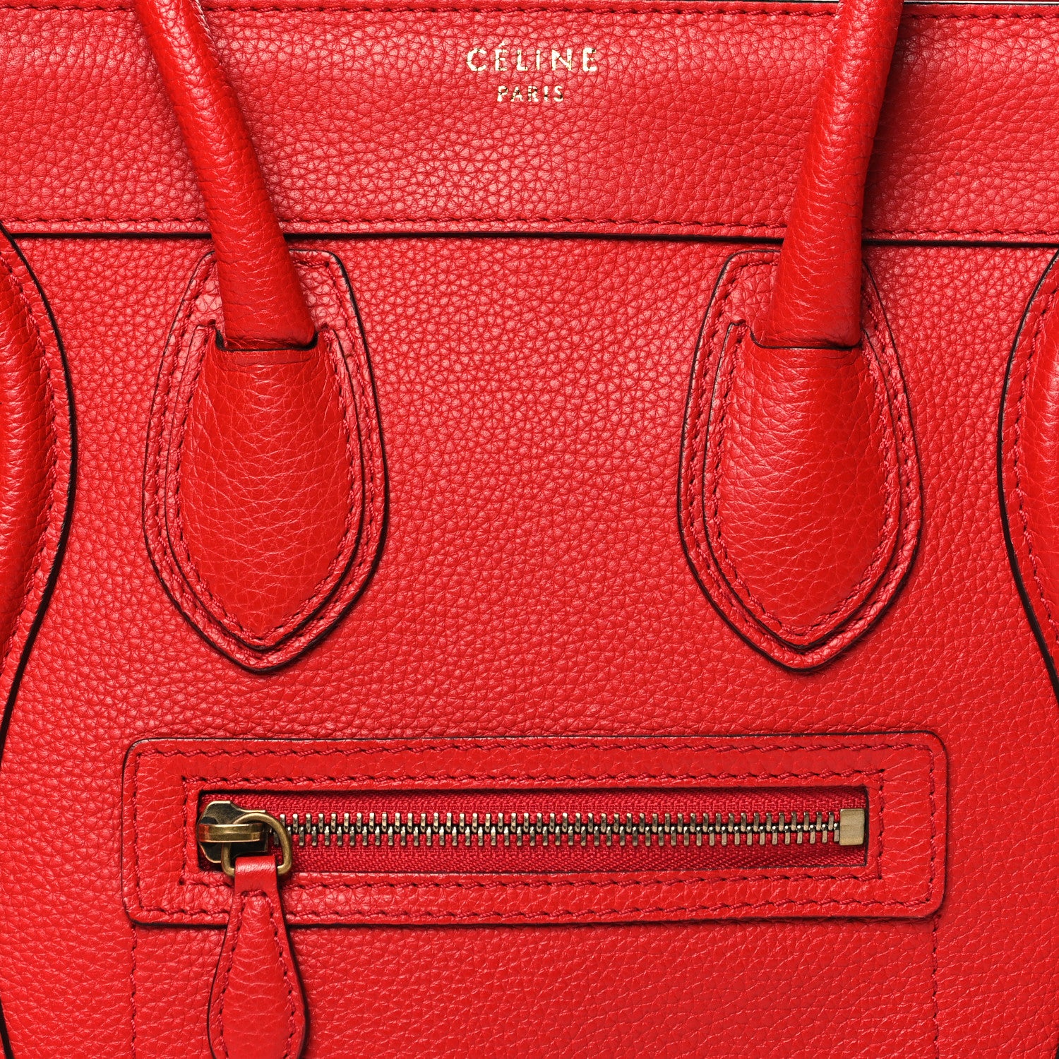 Celine Drummed Calfskin Micro Luggage Red 7 of 9