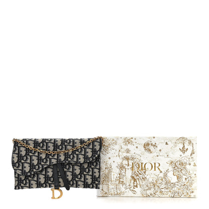 Christian Dior Oblique Saddle Chain Long Wallet Blue 12 of 12