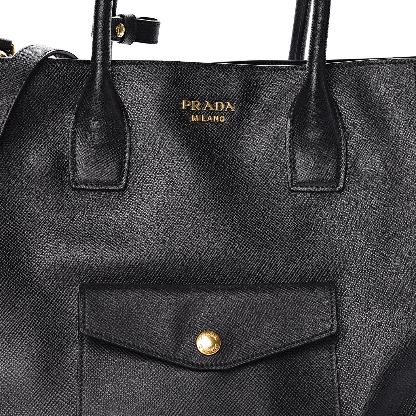 Saffiano Cuir Front Pocket Tote Black