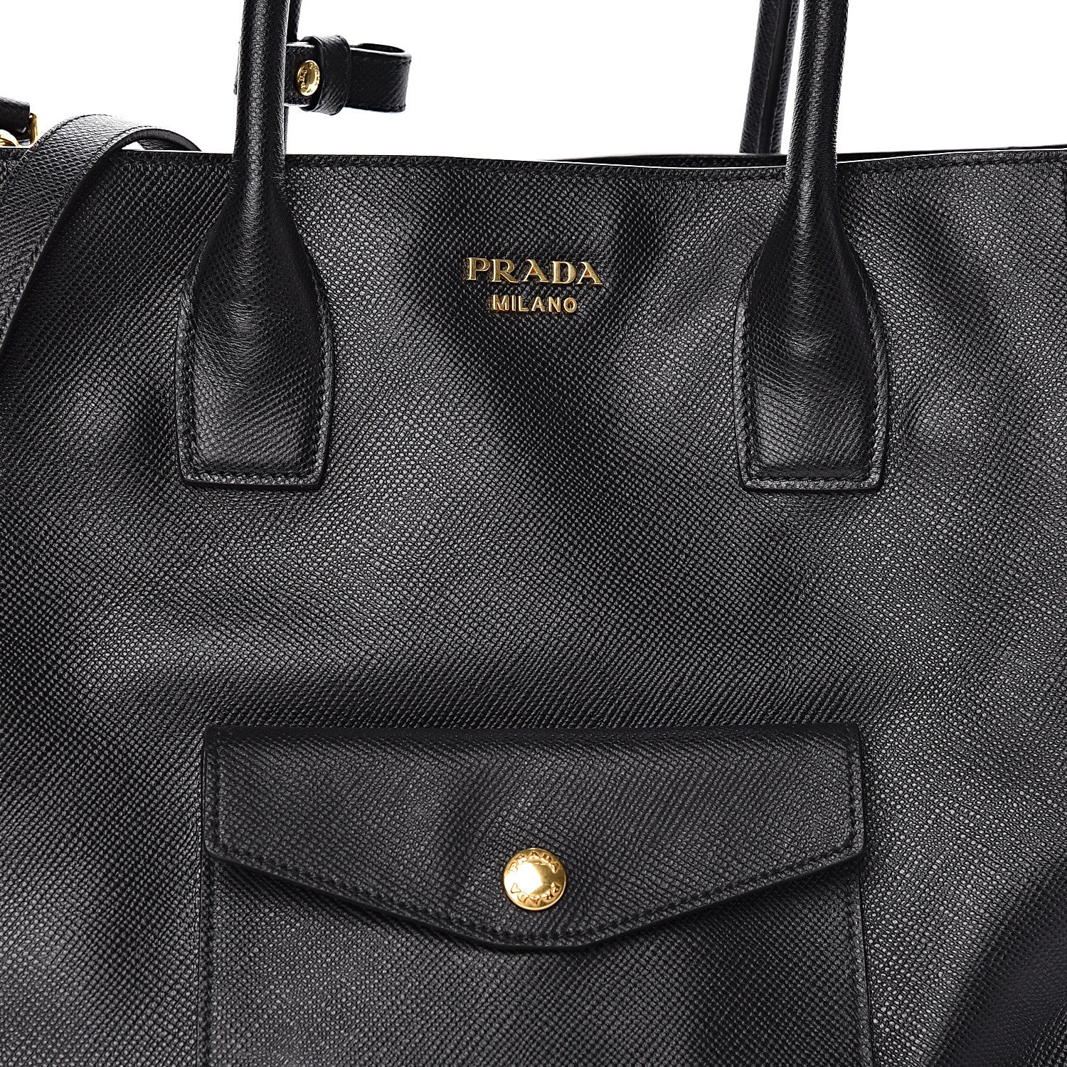 Prada Saffiano Cuir Front Pocket Tote Black 20 of 20