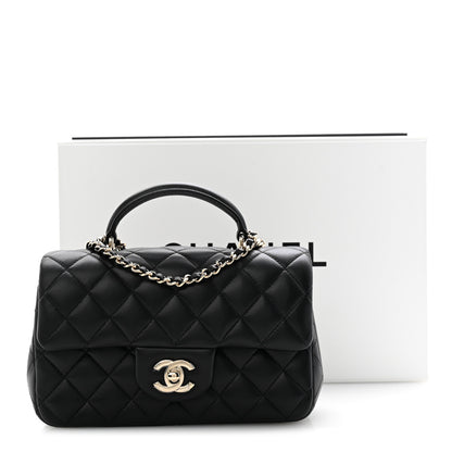 Chanel Lambskin Quilted Mini Top Handle Rectangular Flap Black 13 of 13