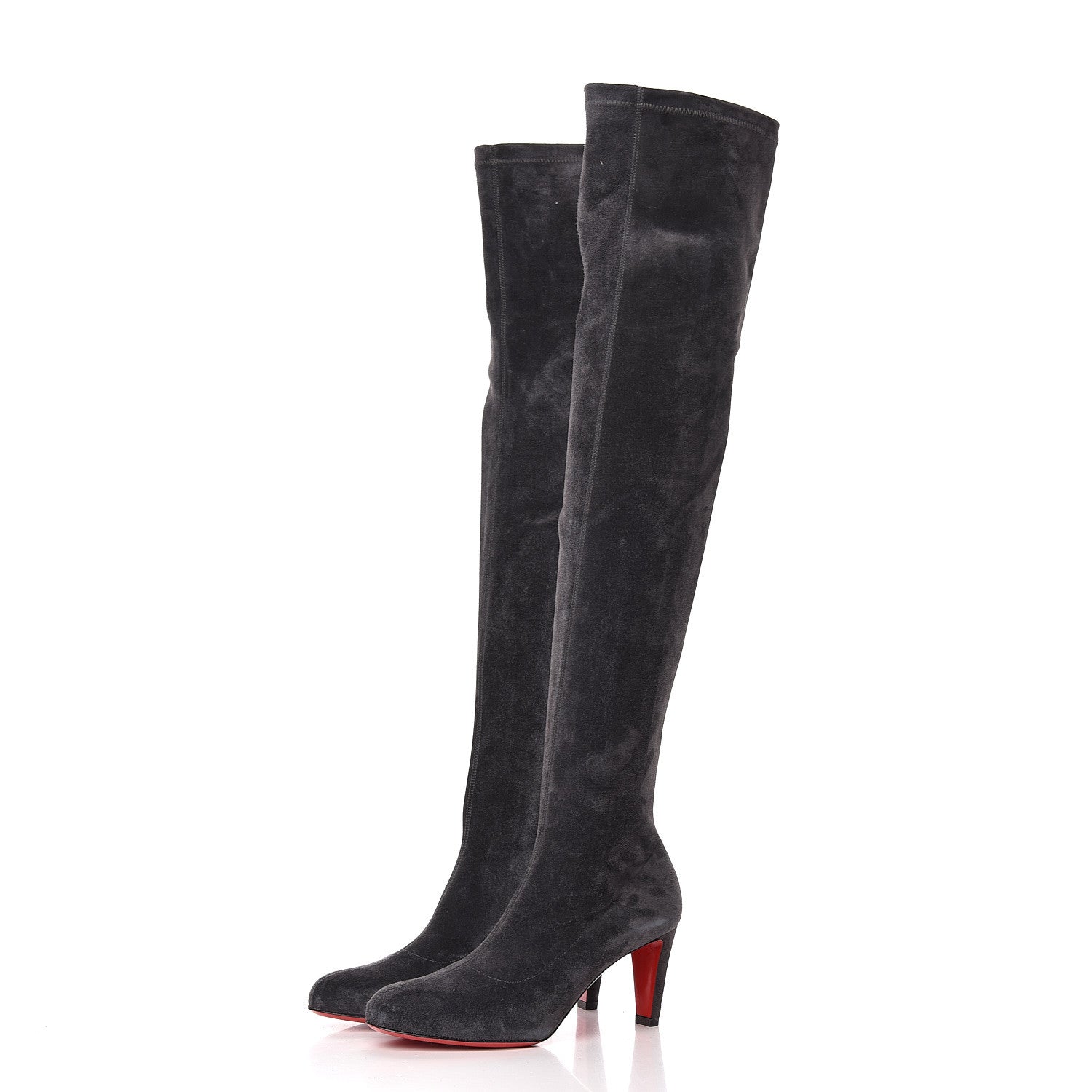 Christian Louboutin Veau Velours Alta Top 70 Over The Knee Boots 37 Fusian 3 of 8
