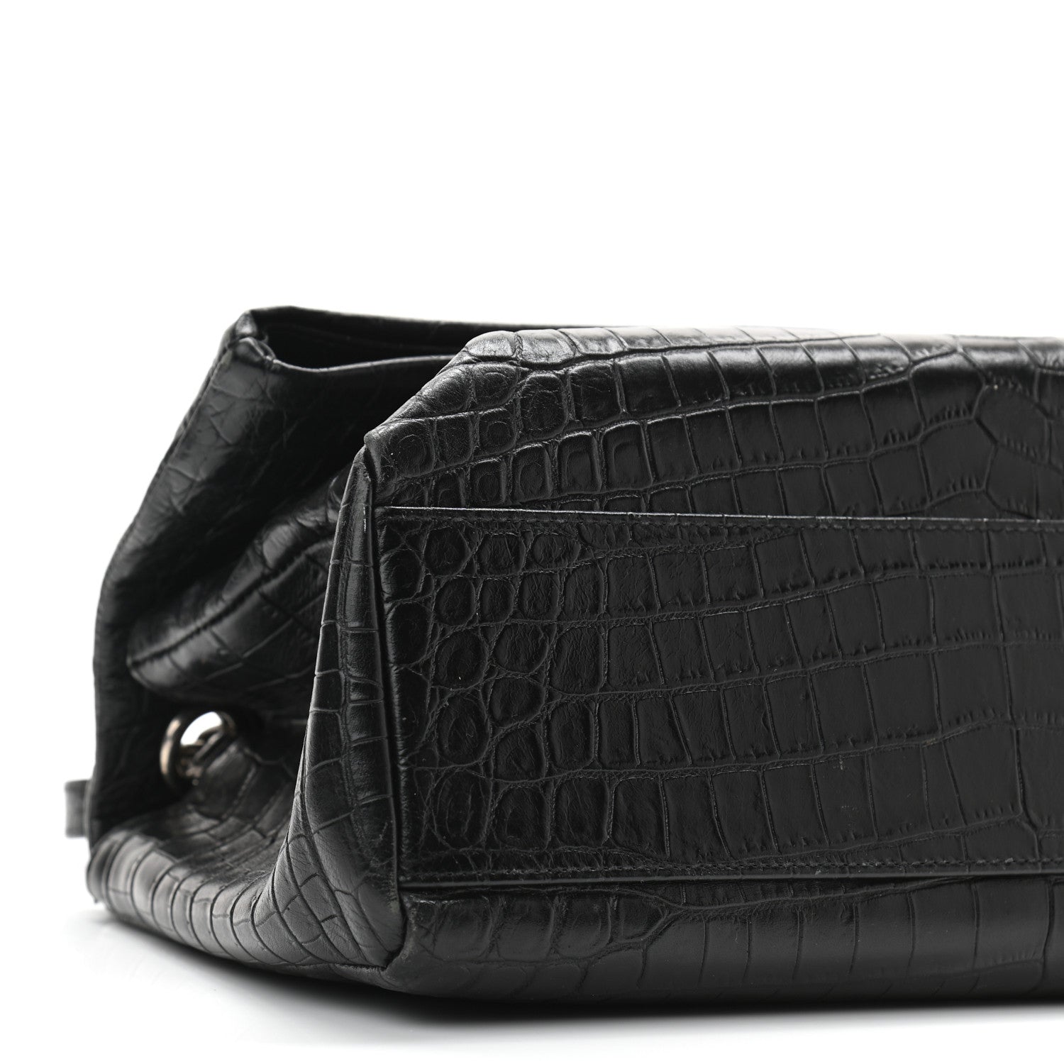 Saint Laurent Calfskin Crocodile Embossed West Hollywood Monogram Fold-Over Bag 8 of 9
