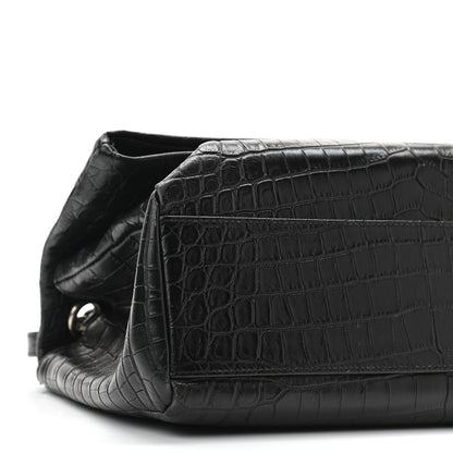 Saint Laurent Calfskin Crocodile Embossed West Hollywood Monogram Fold-Over Bag 8 of 9