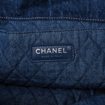 Chanel Denim Printed Shopping Bag Blue 8 of 11