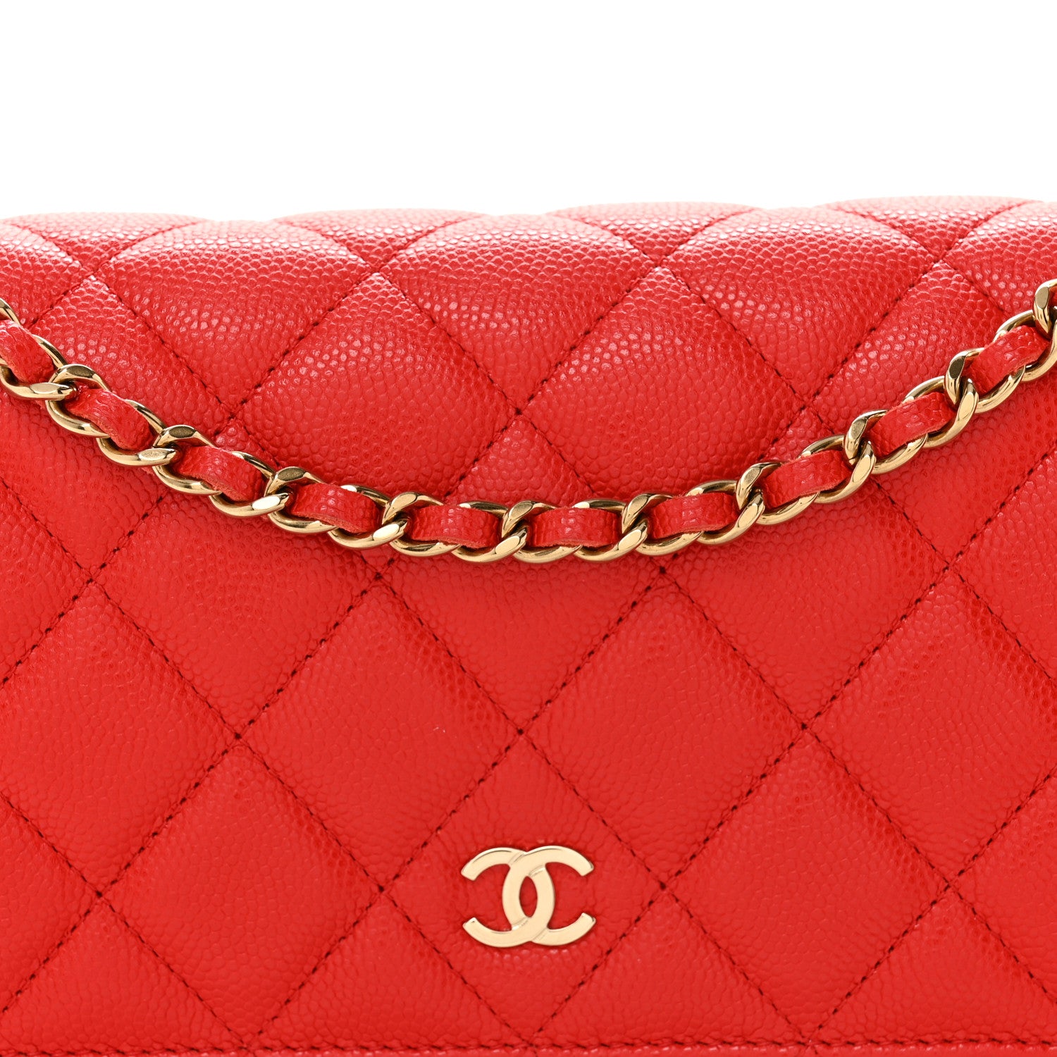 Chanel Caviar Quilted Wallet On Chain WOC Red 9 of 12