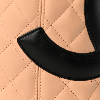 Chanel Calfskin Quilted Large Cambon Tote Beige Black 12 of 13