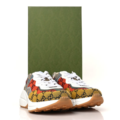 Gucci Monogram Multicolor Demetra Womens Rhyton Sneakers 37.5 Yellow Blue Great White Tabasco 8 of 8