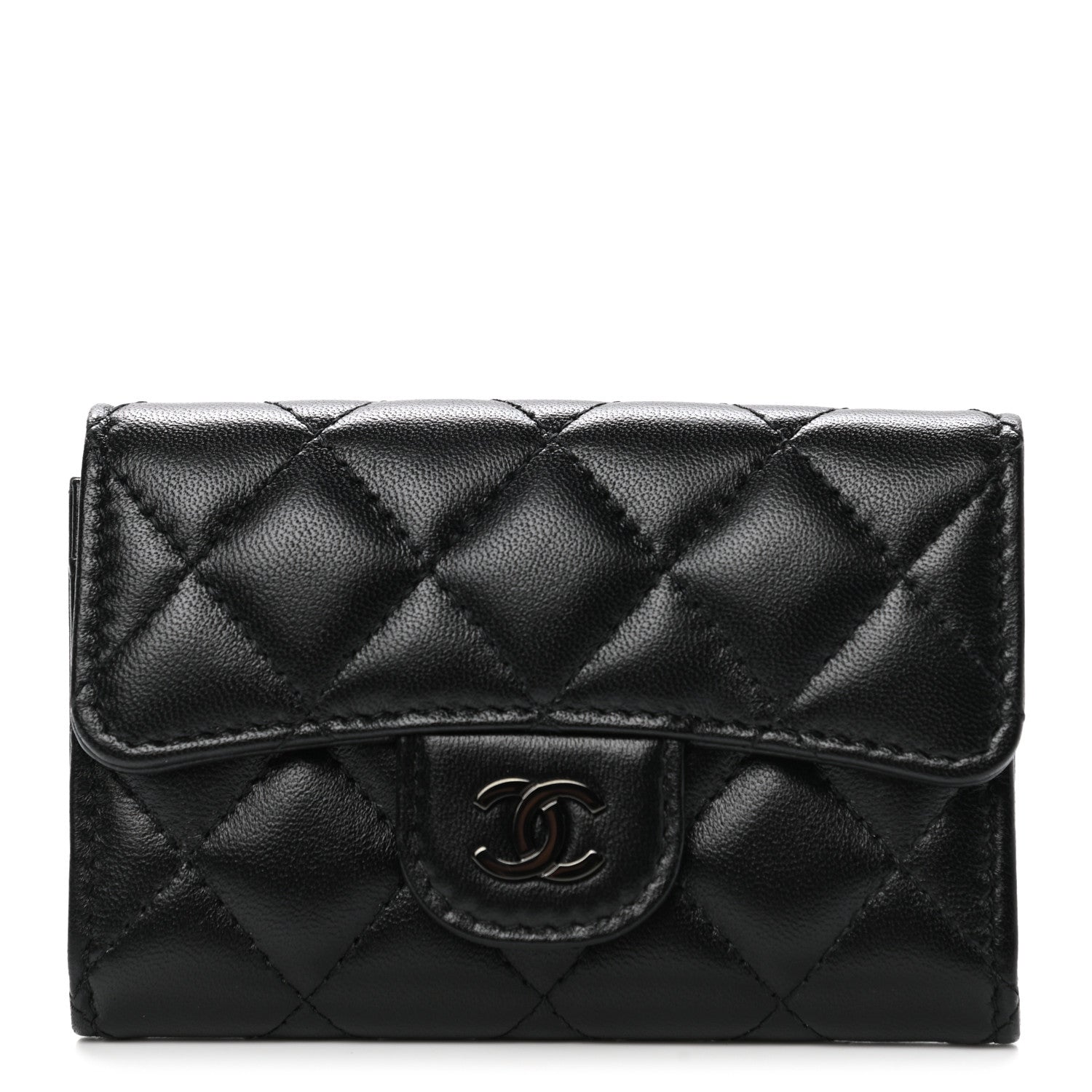 Chanel Lambskin Quilted Flap Card Holder Wallet So Black 1 of 9
