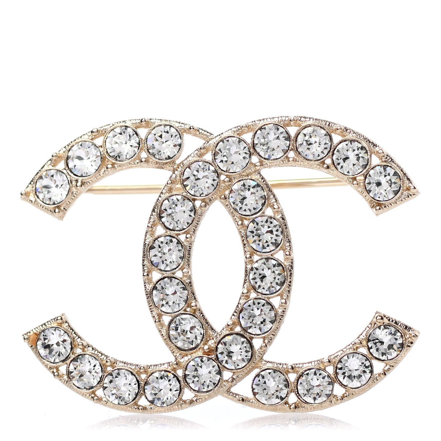 Crystal CC Brooch Light Gold
