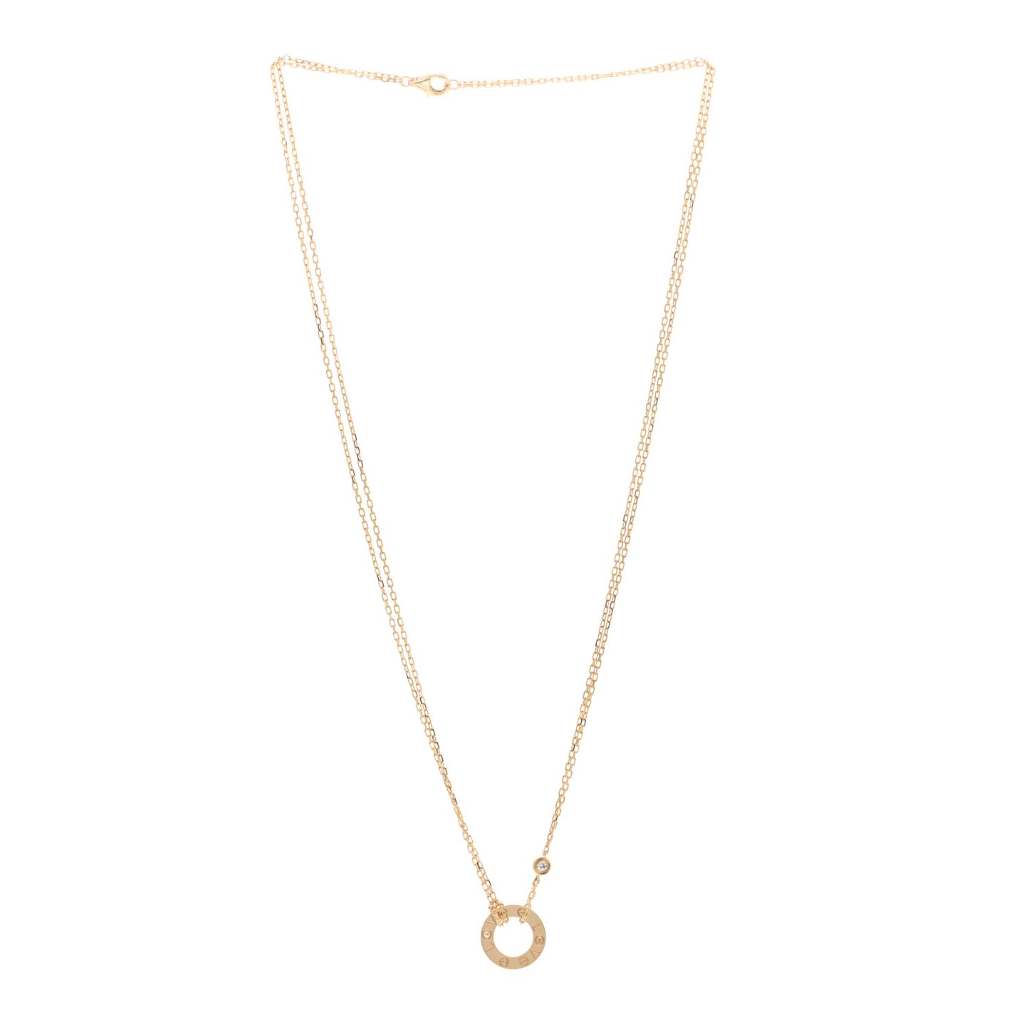 18K Yellow Gold 2 Diamond LOVE Necklace