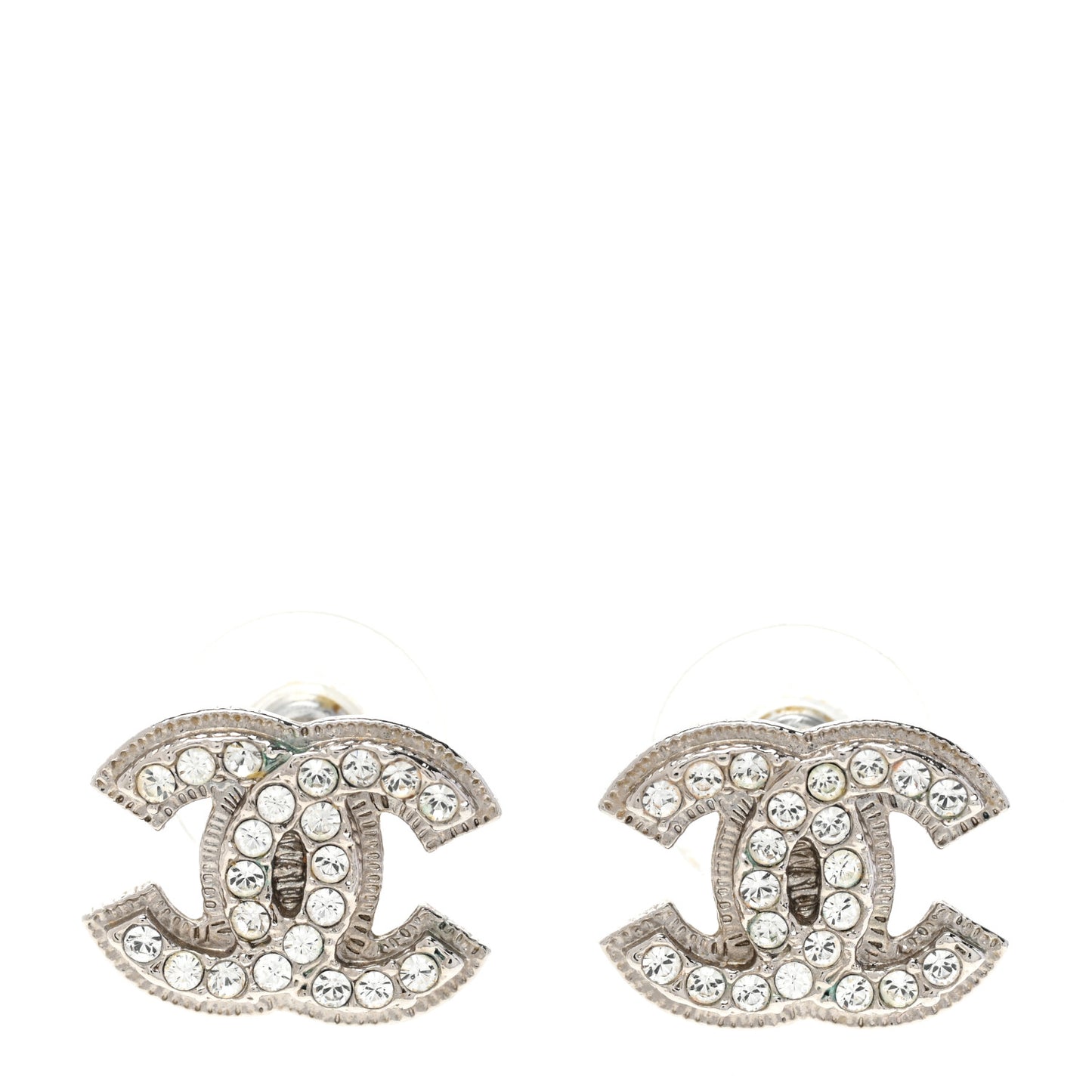 Crystal Mini CC Earrings Silver